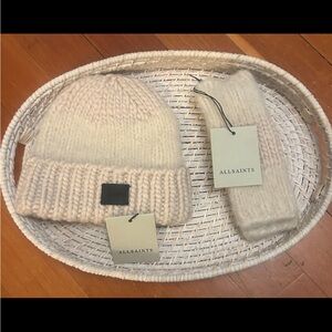 AllSaints Wool/Alpaca Hat & Fingerless Mittens Set + FREE Cashmere Scarf